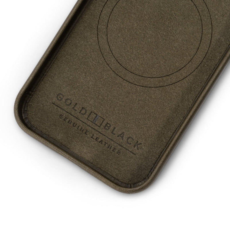 iPhone 15 Pro Leather Case Luxe green with MagSafe