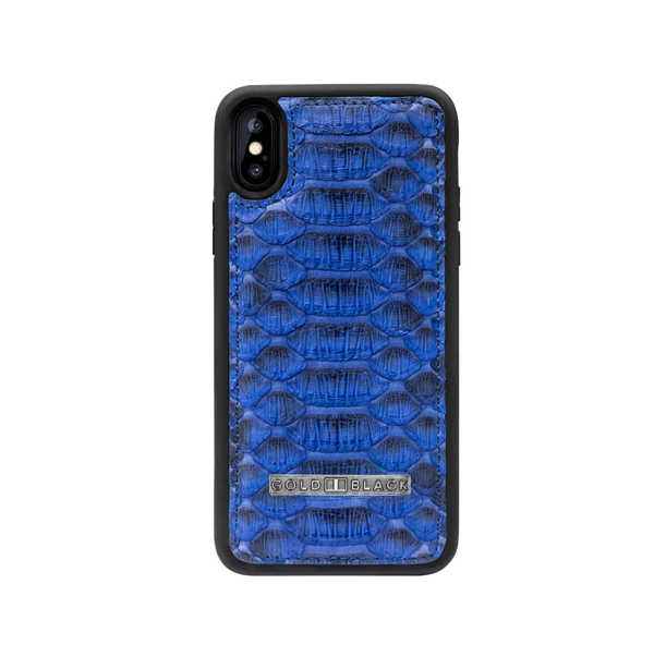 IPHONE XS LEATHER CASE PYTHON BLUE