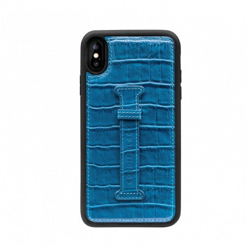IPHONE XS MAX FINGER-HOLDER CASE CROCO BLUE