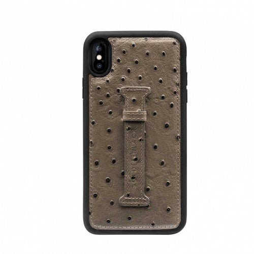 IPHONE XS MAX FINGER-HOLDER CASE OSTRICH GREY