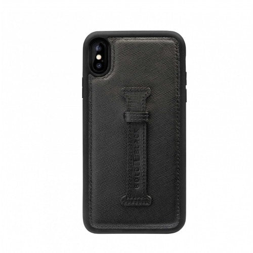 IPHONE XS MAX FINGER-HOLDER CASE SAFFIANO BLACK