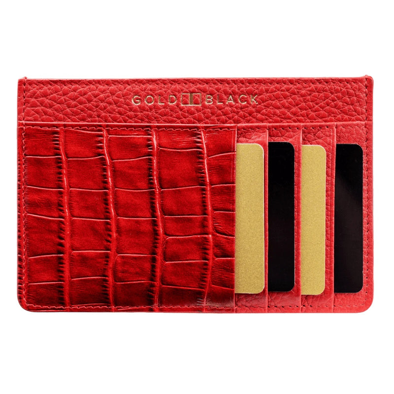ROYAL CARDHOLDER NAPPA-CROCO RED