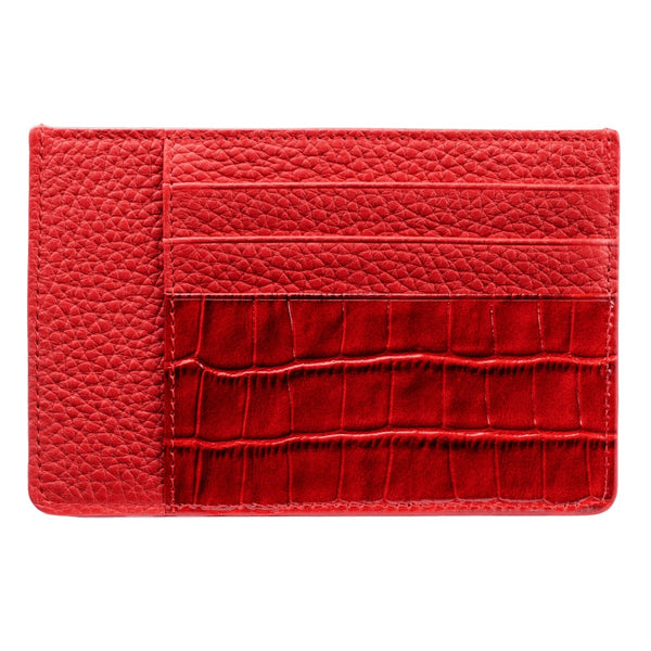 ROYAL CARDHOLDER NAPPA-CROCO RED