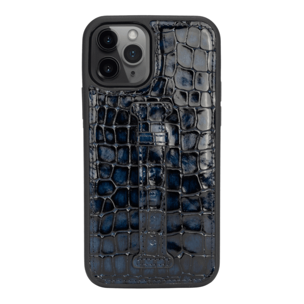 IPHONE 13 / 13 PRO LEATHER CASE WITH FINGERHOLDER MILANO BLUE