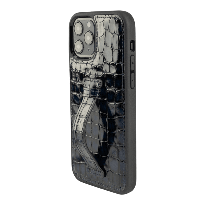 جراب جلد IPHONE 12/12 PRO مع حامل إصبع لون أزرق