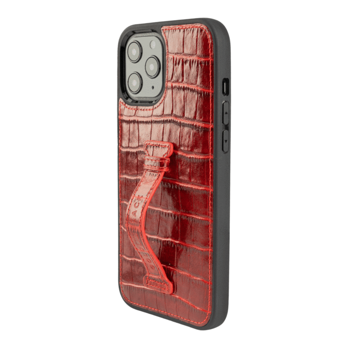جراب جلد IPHONE 12/12 PRO مع حامل إصبع CROCO BLACK