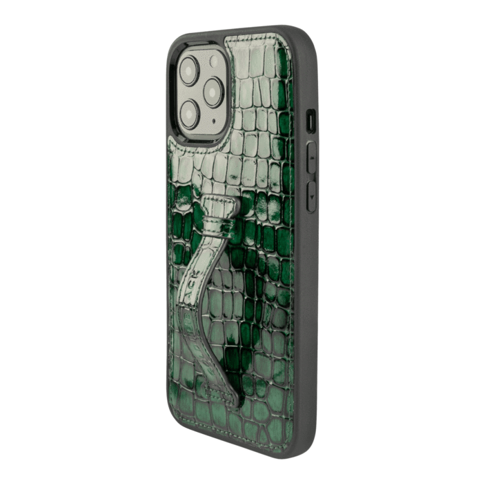 IPHONE 13 PRO MAX LEATHER CASE WITH FINGERHOLDER MILANO GREEN